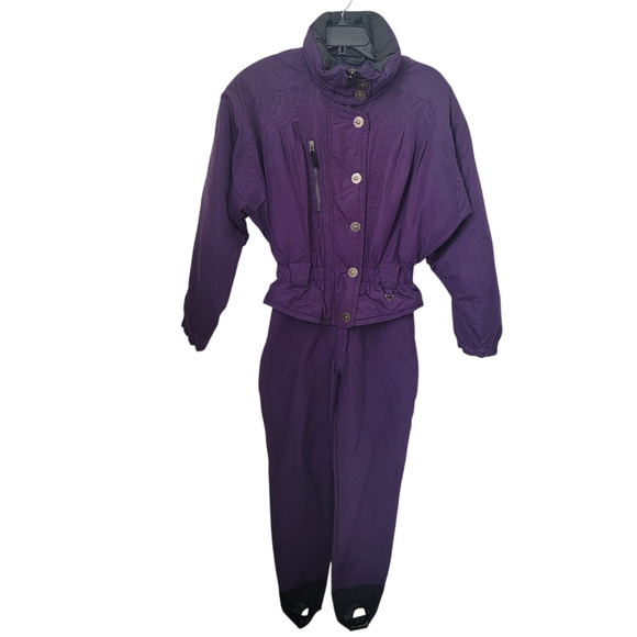 Obermeyer Snow‎ Suit Skiwear Purple Women Sz 10 Hayward Wool Blend Thick Stirrup - Picture 1 of 16